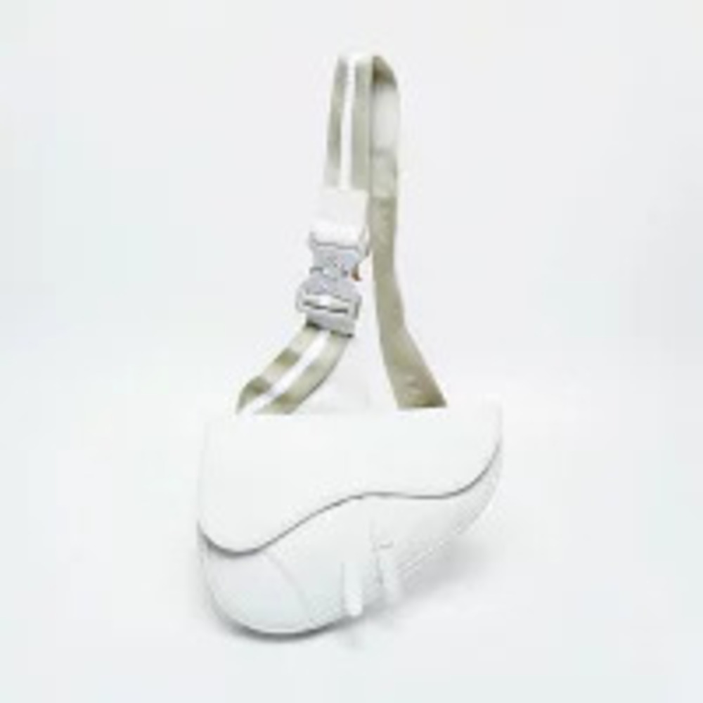 Christian Dior Saddle Bag Leather Shoulder White